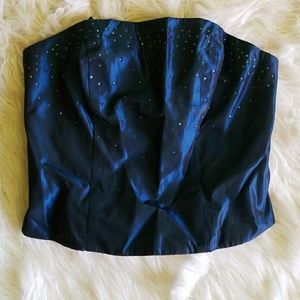 ✨Shiney Blue Burlesque Rhinestone Corset Top